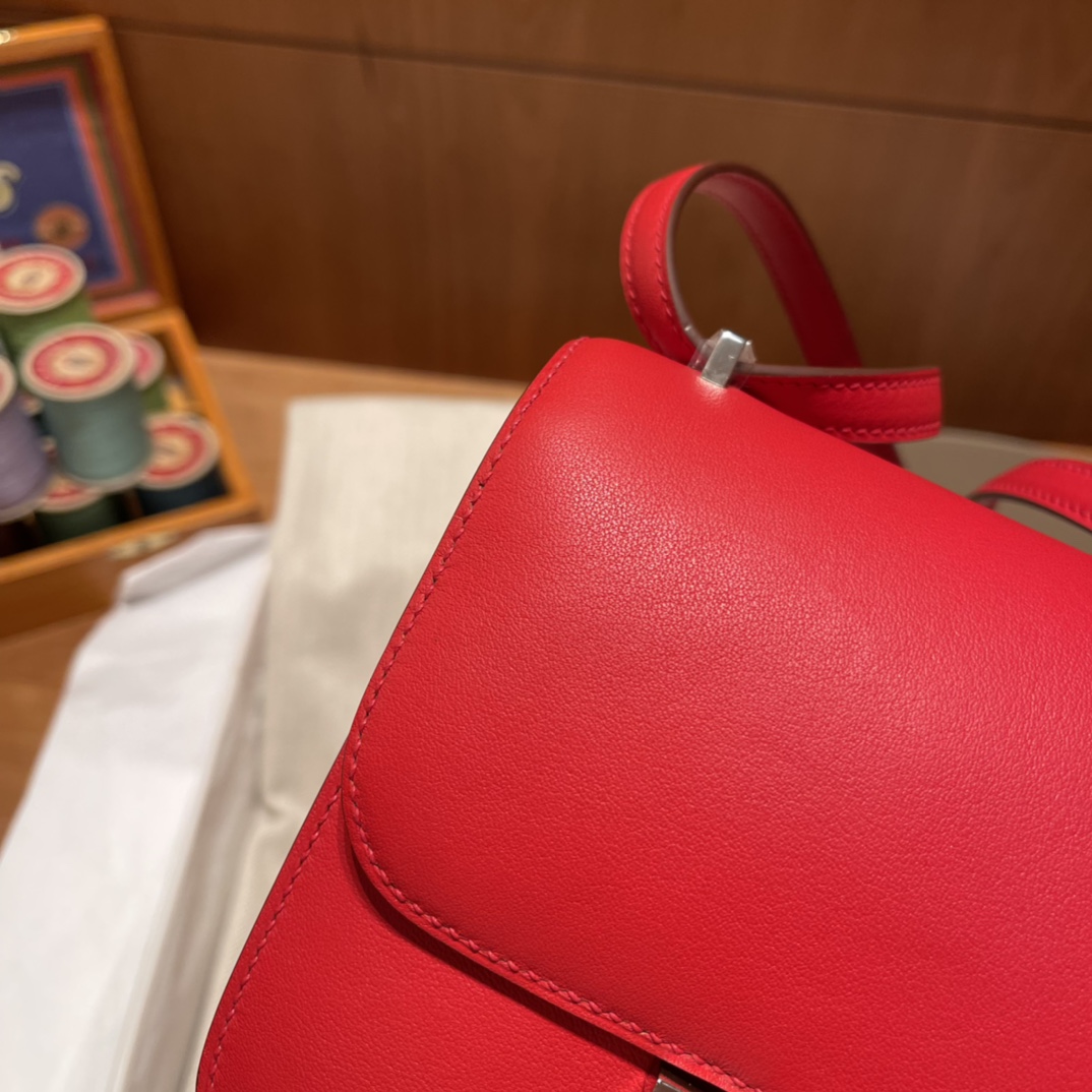 에르메스 콘스탄스18 레드 골드브라운 은장 스위프트